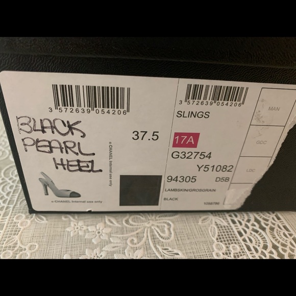 (Pending)Chanel  Black Pearl Heel Slings - Picture 7 of 8